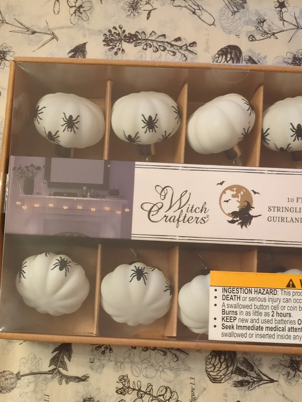 Witch Crafters White Pumpkin String Lights with Spider Accents Halloween 🎃🎃🎃